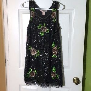 Black Sequins cocktail dress with floral design